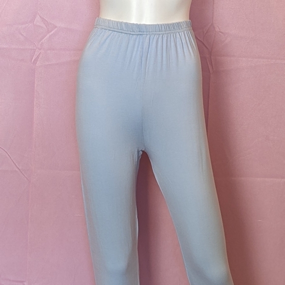 Boohoo Light Blue Elastic Waist Pull On Jersey Lounge Leggings size 8 - Picture 2 of 7
